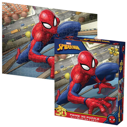 Prime 3D Marvel Spider-Man 3D Puzzle - 500 Piece Lenticular Game for Adults & Kids, 24"x18" Motion & Depth Activity, Official Superhero Gift