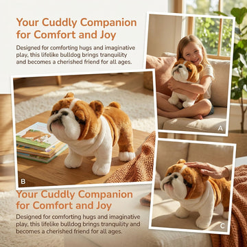 BABY FRANKIEZHOU Simulation English Bulldog Plush Toy, English Bulldog Stuffed Animals, Cute Puppy Soft Dog Stuffed Toy Gifts for Kids,10 Inches Long…