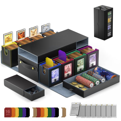 MoKo Commander Deck Box for MTG, 8-Deck Modular Card Case w/Playmat Storage & Dice Tray, Holds 1040+ Double-Sleeved Cards, Magic Card Storage Box