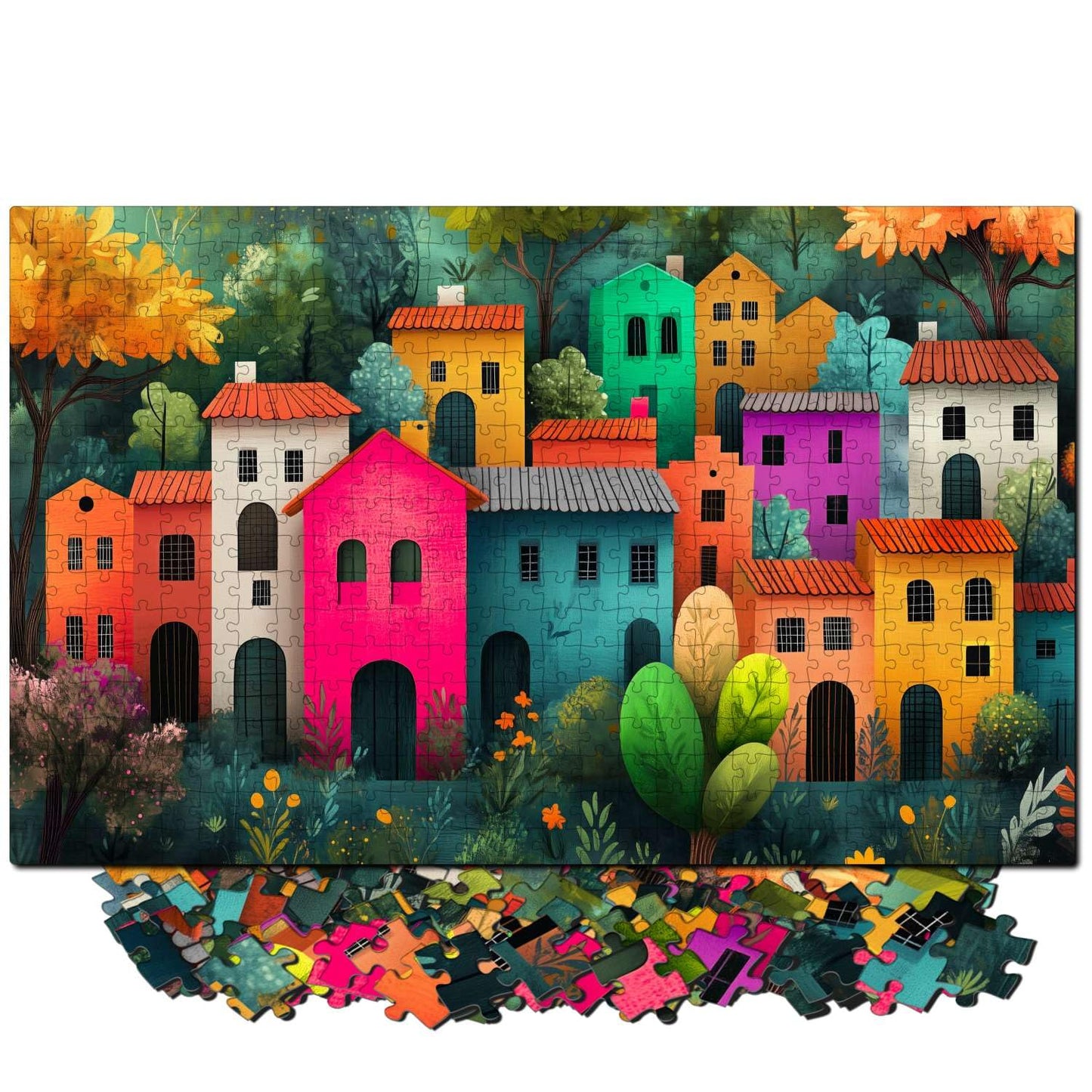 Saintilway Productions Jigsaw Puzzles for Adults 500 Pieces - Colorful and Unique with Poster - Letters on Back - AI Art - Rompecabezas para Adultos