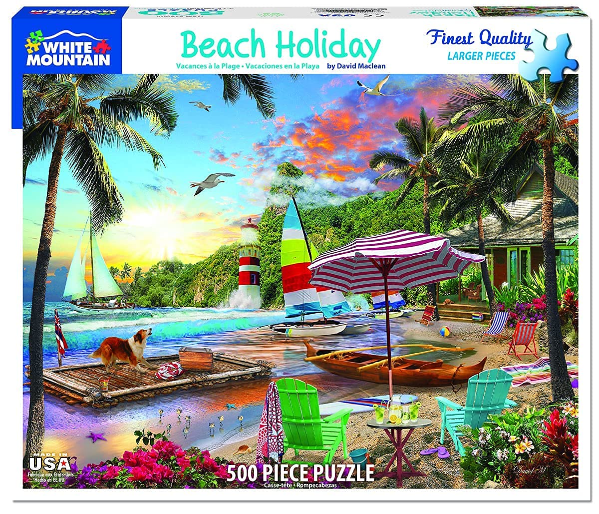 White Mountain 500 Piece Jigsaw Puzzle Spring Sailboat, Beach Holiday