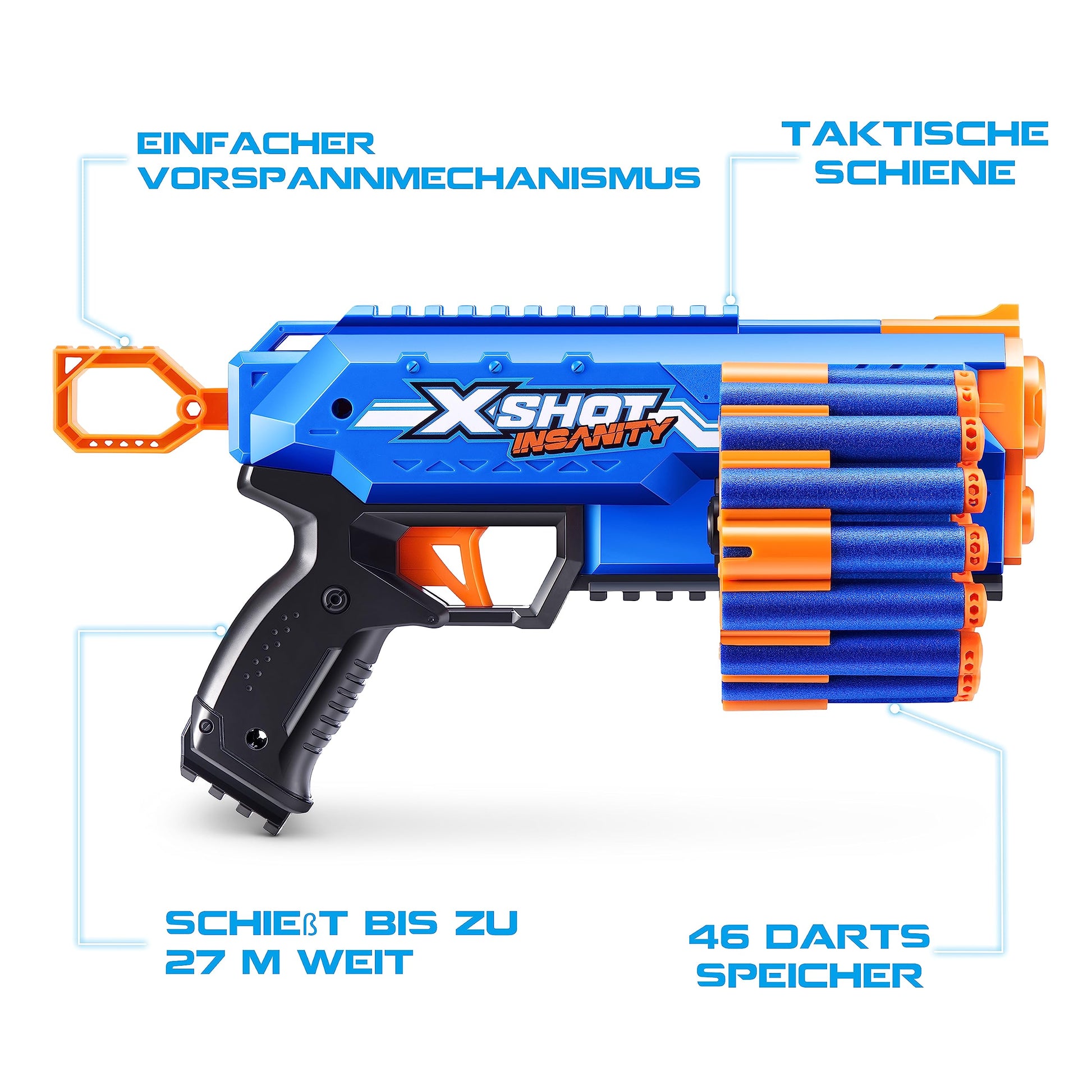 XSHOT Insanity Manic Blaster Dual Pack by ZURU with 48 Darts, Air Pocket Technology Darts and Dart Storage, Outdoor Toy for Boys and Girls, Teens