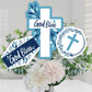 Big Dot of Happiness Blue Elegant Cross - Boy Religious Party Centerpiece Sticks - Table Toppers - Set of 15