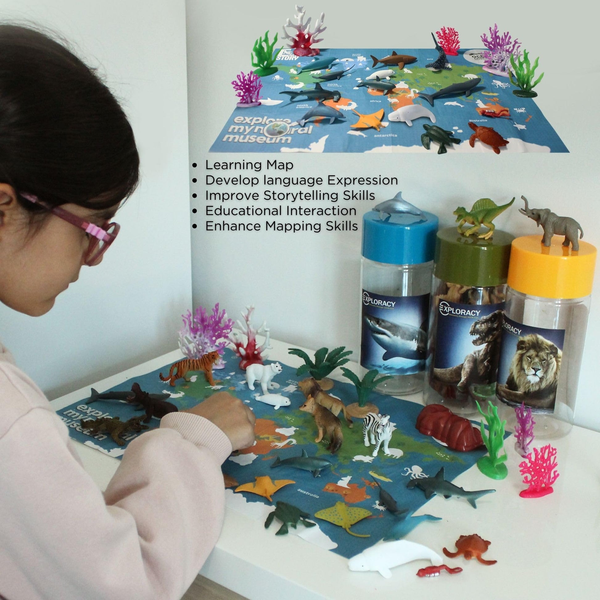 EXPLORACY 15pcs Mini Sea Animals Toys for Kids Toddlers Ocean Animal Toy Figurine Realistic Sealife with Shark Whale & Dolphin Bath Toys Sensory Bin