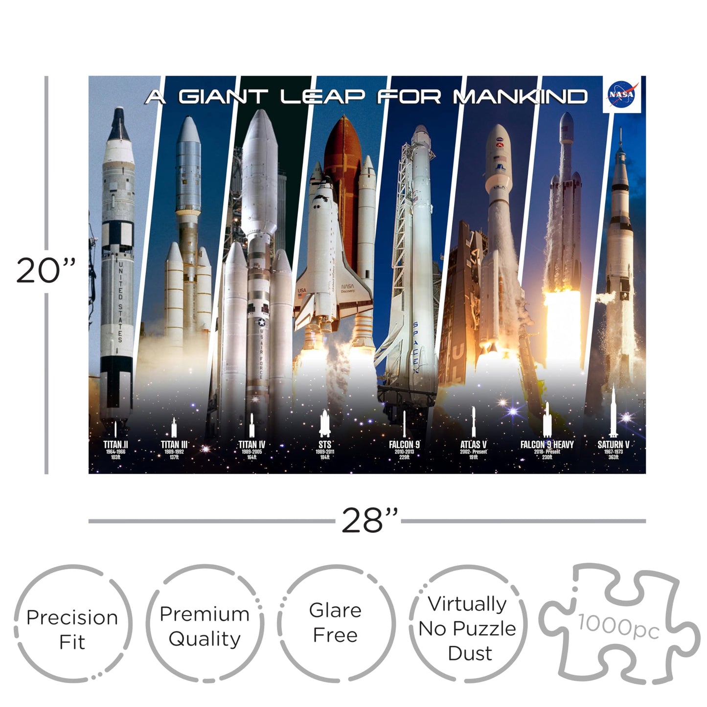 AQUARIUS NASA Space Rocket Grid 1000 Piece Jigsaw Puzzle