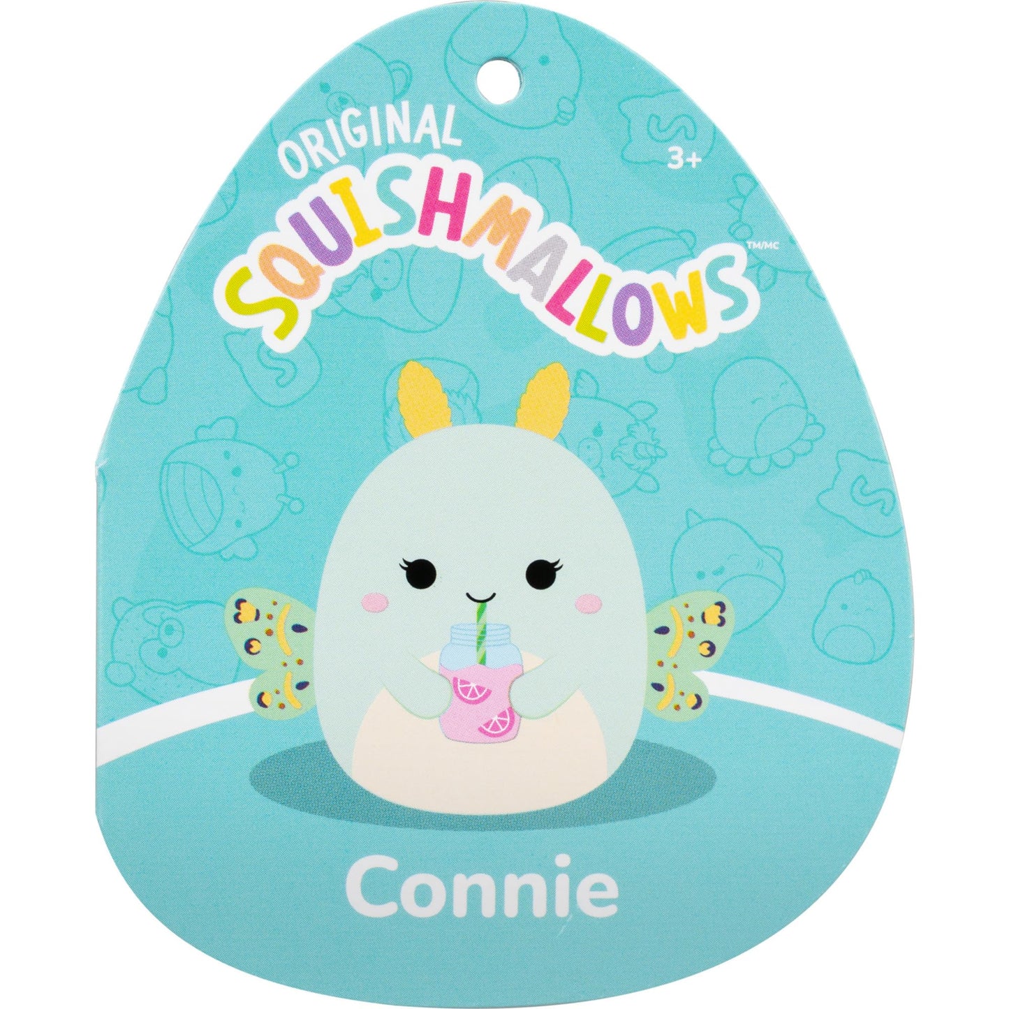 Squishmallows Original 8in Connie the Emerald Moth Drinking Pink Lemonade - Official Jazwares Plush (Little)