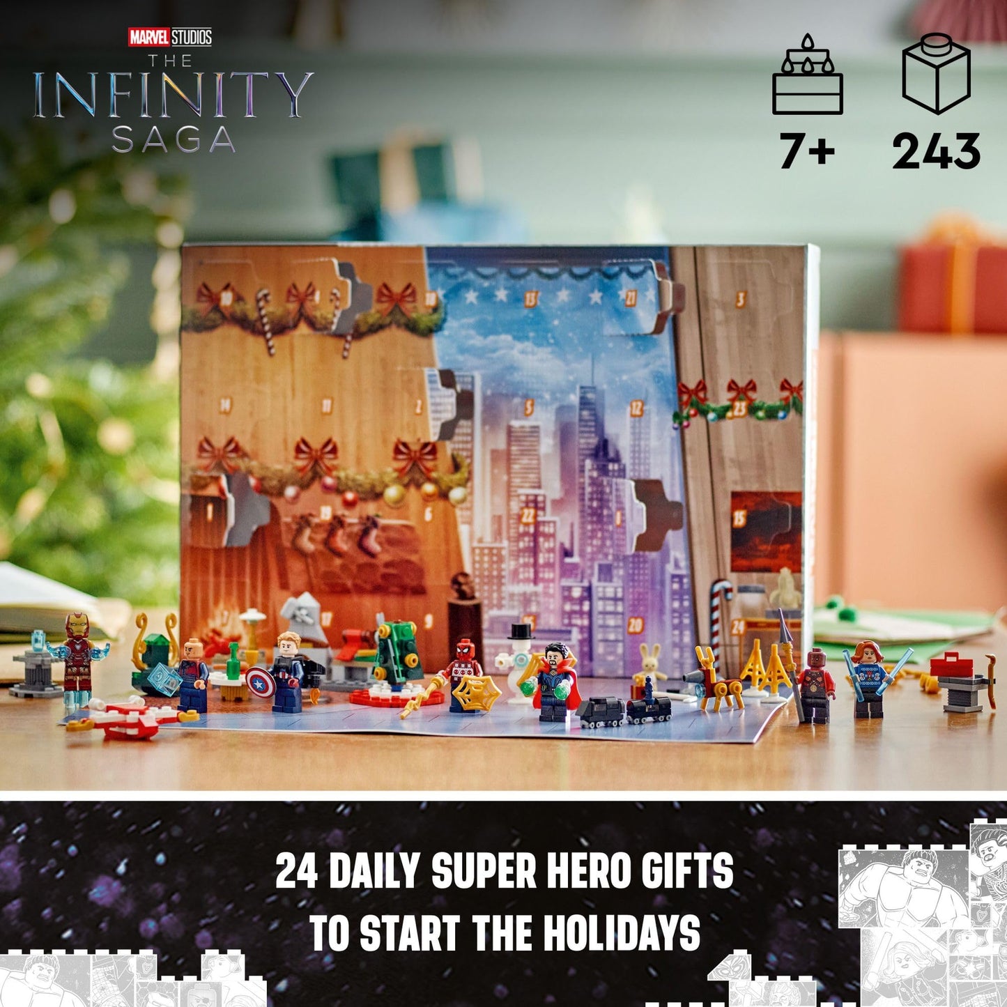 LEGO Marvel Avengers 2023 Advent Calendar 76267 Holiday Countdown Playset with Daily Collectible Surprises and 7 Super Hero Minifigures such as Doctor