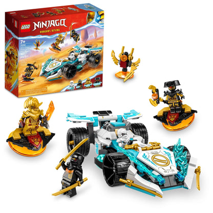 LEGO NINJAGO Zane’s Dragon Power Spinjitzu Race Car 71791 Building Toy Set, Features a Ninja Car, 2 Hover Flyers, Dragon Toy, and 4 Minifigures, Gift