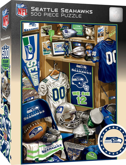 MasterPieces Game Day 500 Piece Jigsaw Puzzle for Adults - NFL Seattle Seahawks Locker Room - 15"x21"