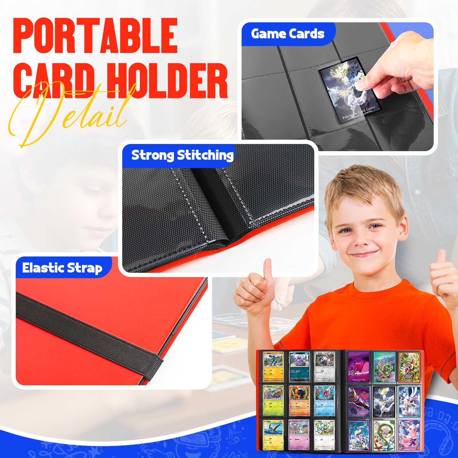 Card Binder 9-Pockets, Trading Card Binder, 20 Pages, 360 Card Capacity Collection Binder, Card Folder for MTG, TCG, Game Cards & Sports Cards?Red?