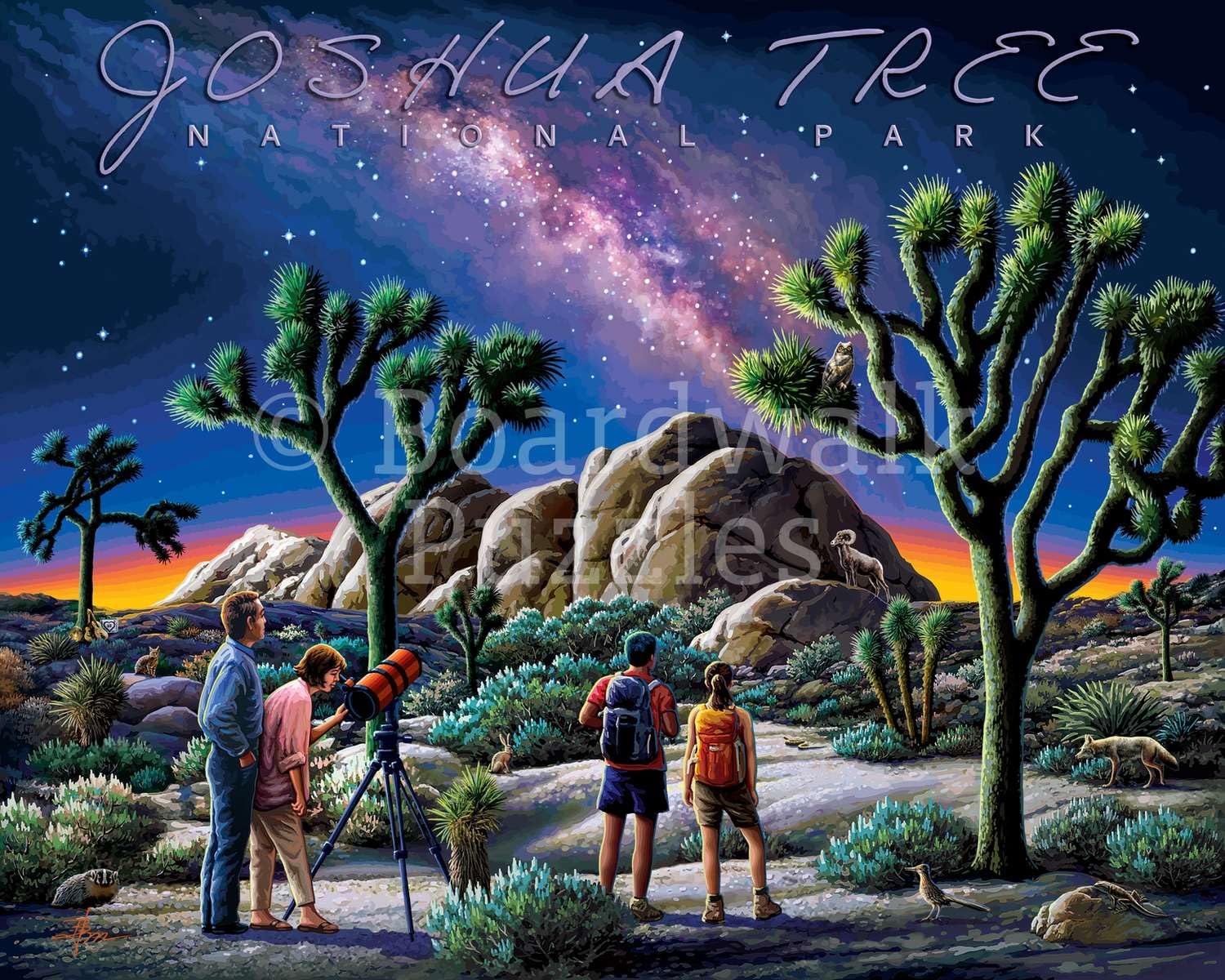 Boardwalk Joshua Tree 500 Piece Jigsaw Puzzle Desert Night California Puzzles with Premium Box, Gift for Adults and Family 16"x20"