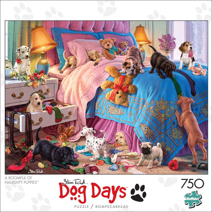 Buffalo Games Steve Read, A Roomful of Naughty Puppies, 750 Piece Puzzle