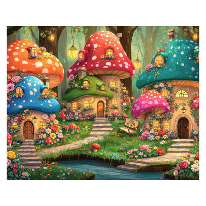 Springbok Magical Shroom Villa 500 Piece Jigsaw Puzzle for Adults - Whimsical Mushroom Cottage Fantasy Scene - Poster Now Included - Cozy Fairytale