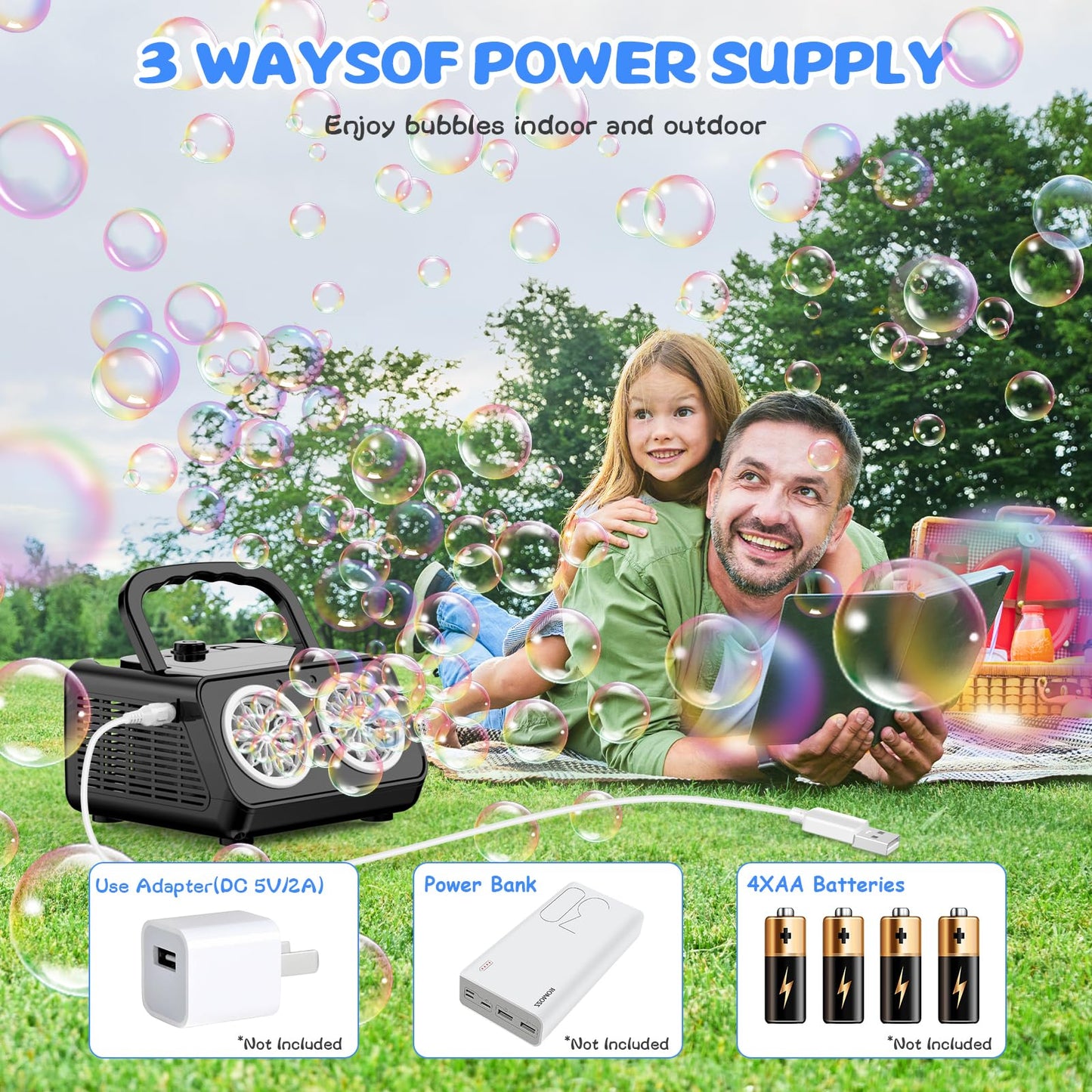SHCKE Automatic Bubble Machine with 2 Fans,20000+ Bubbles/Min