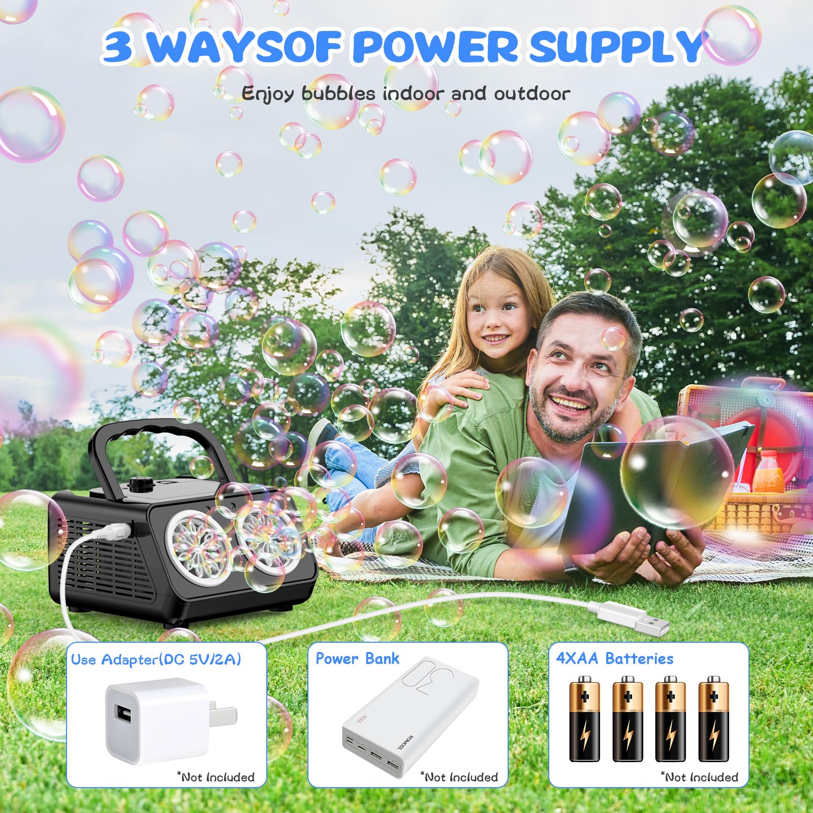 SHCKE Automatic Bubble Machine with 2 Fans,20000+ Bubbles/Min