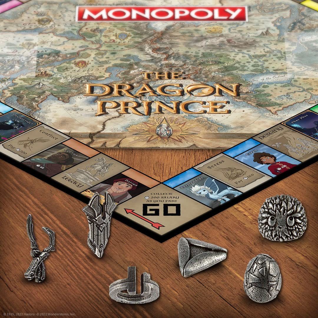 Monopoly: The Dragon Prince | Buy, Sell, Trade Characters Such as Ezran, Rayla, and Callum from The Netflix Series | Classic Monopoly Game |