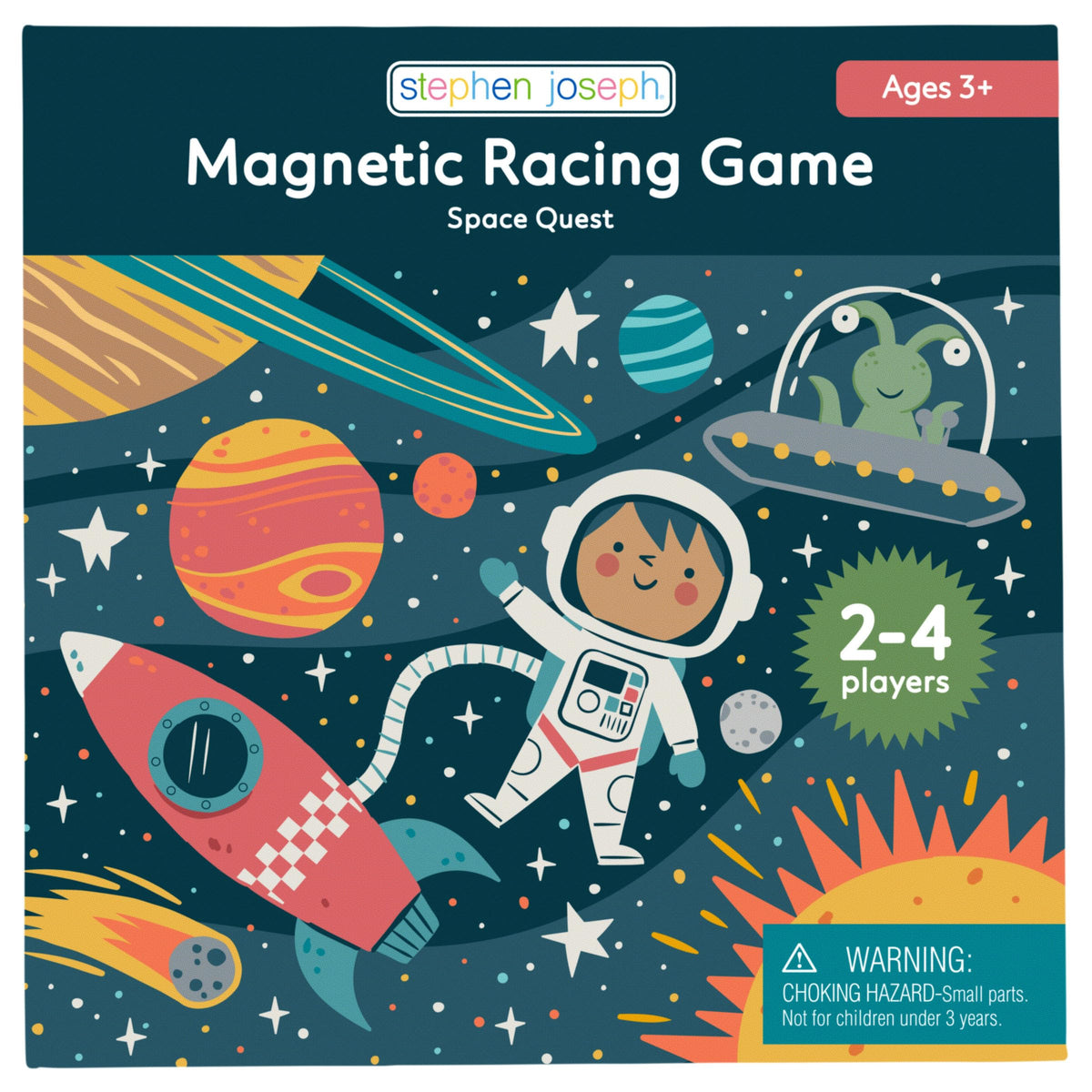 Stephen Joseph Magnetic Racing Game for Kids, Space 2-4 Player Game