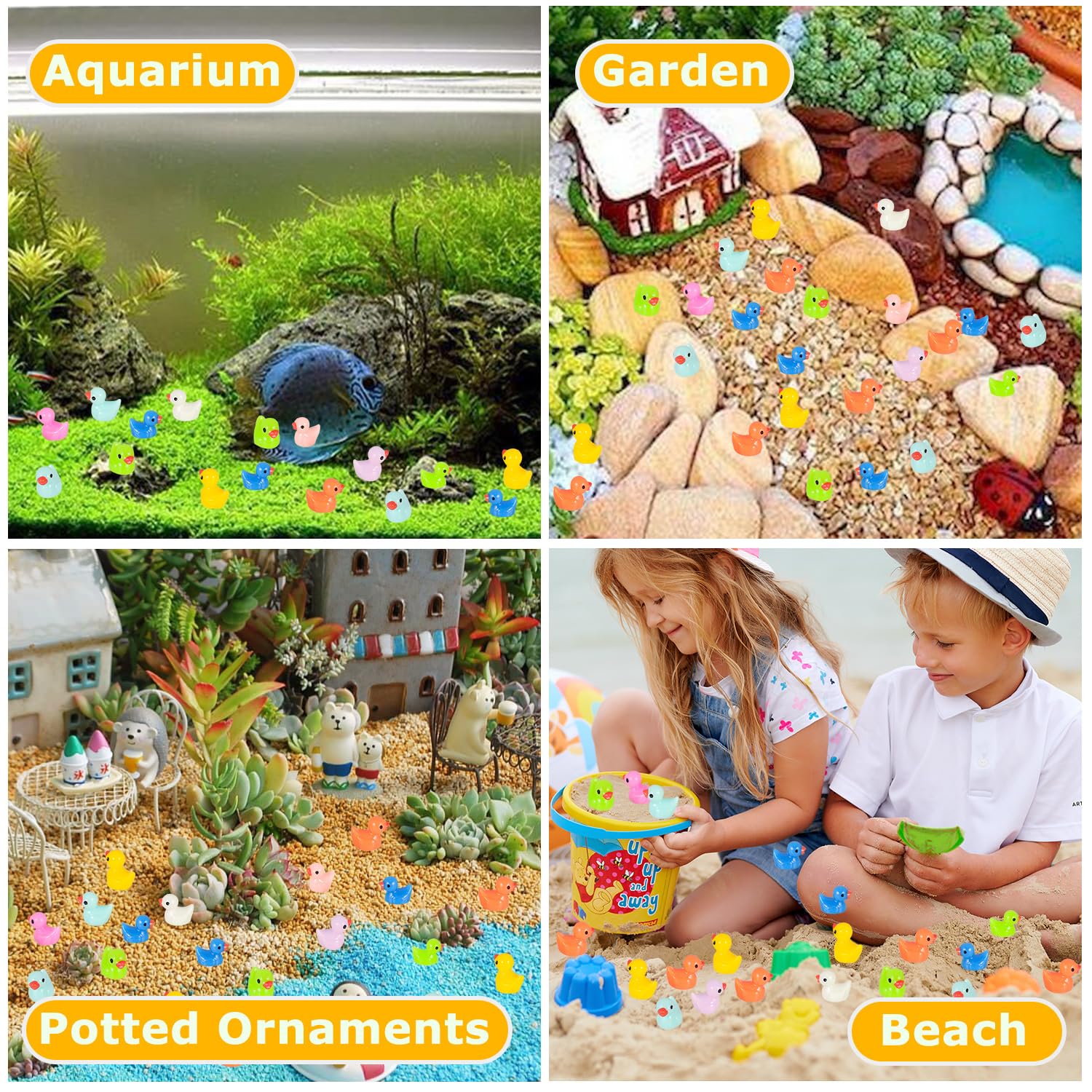 Arcimatto 240 Pack Mini Ducks Tiny Resin Duck Bulk, Decor Duck Figures for Miniature Dollhouse Decor Garden Aquarium Potted Ornament, DIY Charm Crafts