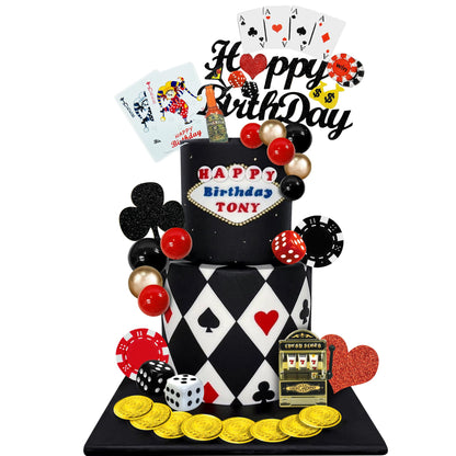 35 PCS Casino Cake Toppers Mini Slot Machine Poker Chips Dice for Las Vegas Scene Birthday Decorations (casino 2)