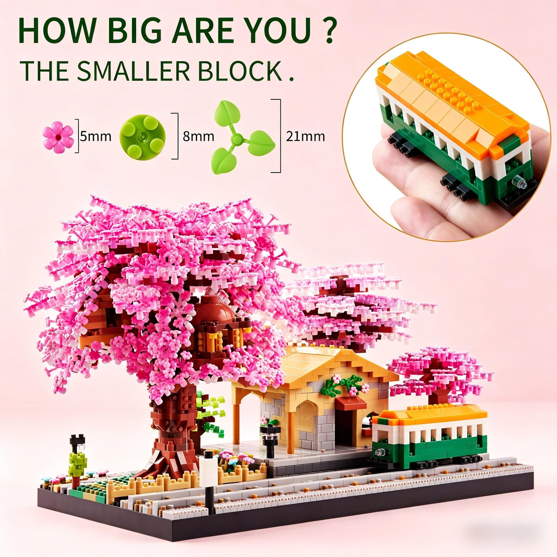 Japanese Cherry Blossom Tree Building Set Mini Micro Blocks Kit for Adult Flowers House Bonsai Tree Building kit Ideas Toys Present for Girls 14+