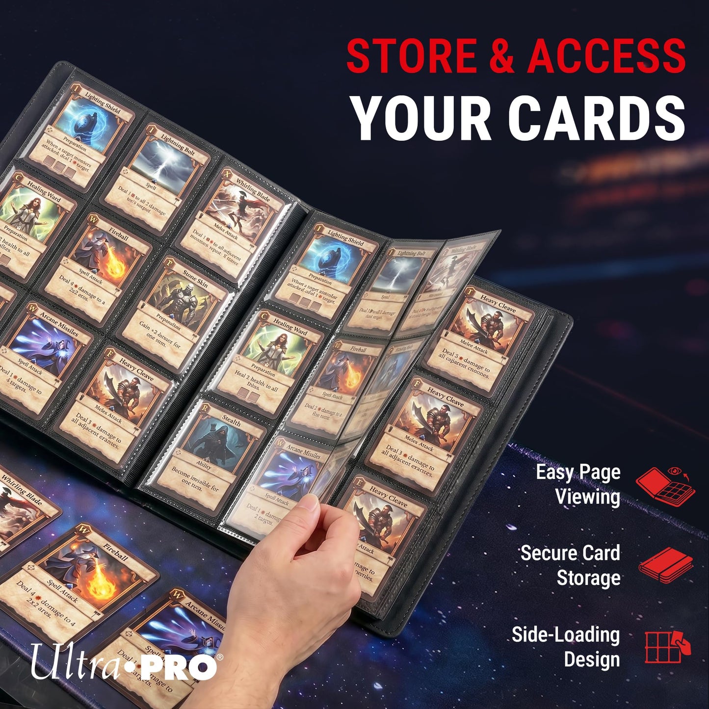 Ultra Pro Pokemon Card Binder 9 Pocket Full-View with Poke Ball Design - Trading Card Binder Holds 360 Cards Side Loading - Organizer for TCG