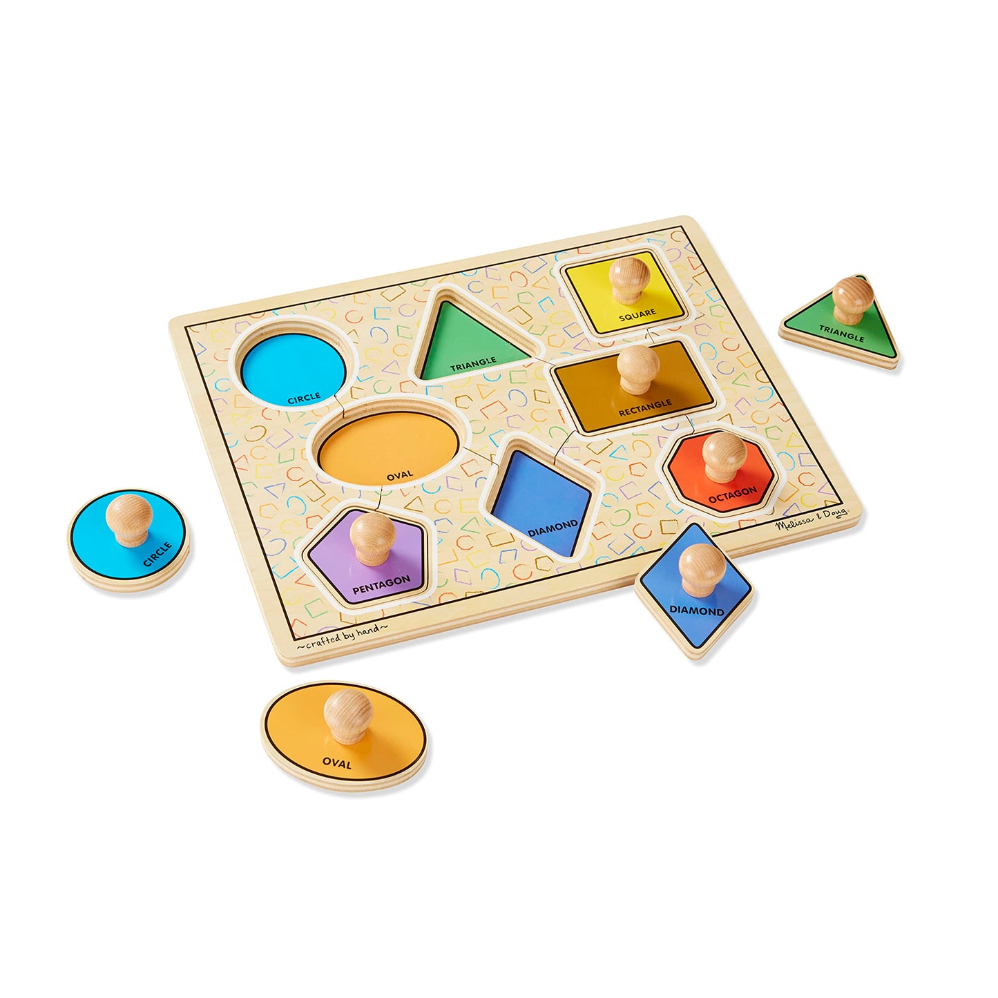 Melissa & Doug Deluxe Jumbo Knob Wooden Puzzle - Geometric Shapes (8 pcs)