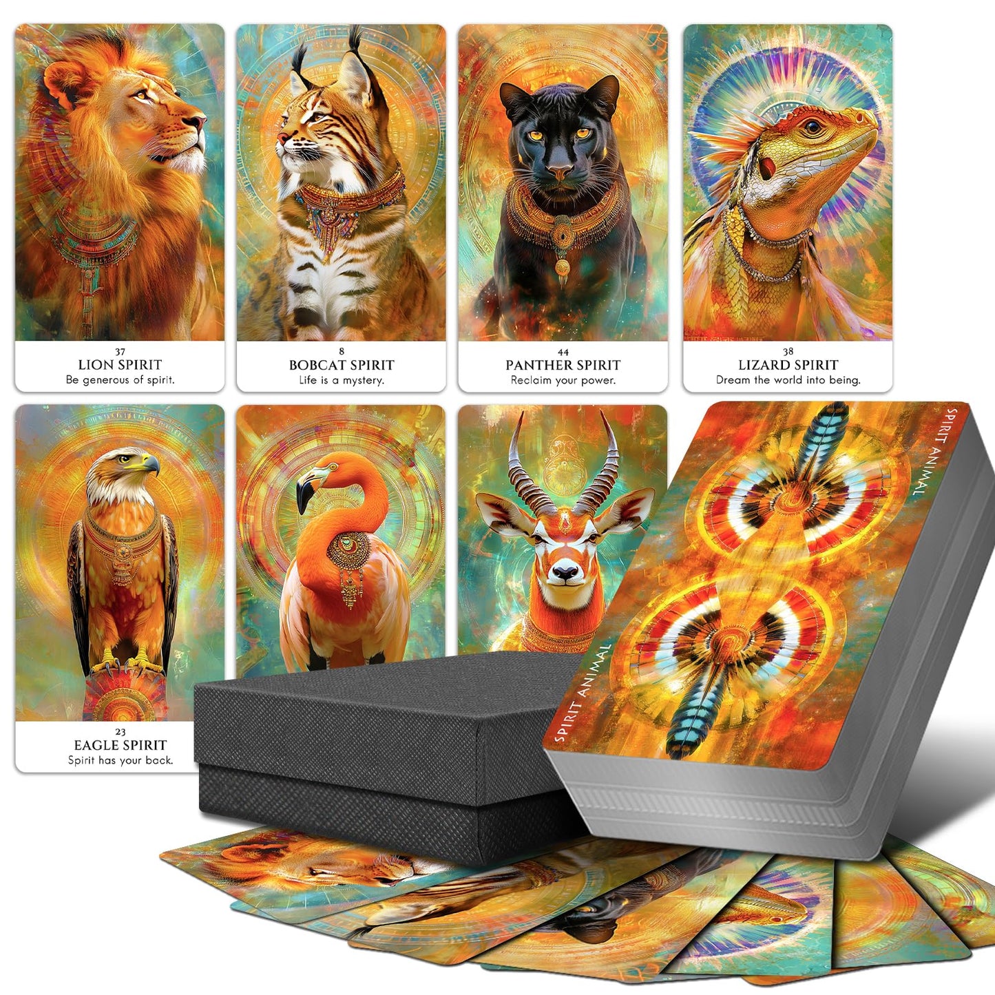 ZZBUY Animal Spirit Oracle Cards, 68 Mystical Animal Totems Oracle Card Deck with Meanings on Them for Beginners Spiritual Guidance