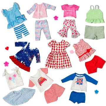 23 Pcs American Doll Clothes Dress and Accessories Sets for American 18 inch Dolls - Including 10 Complete Set of Clothing , Doll Accessories