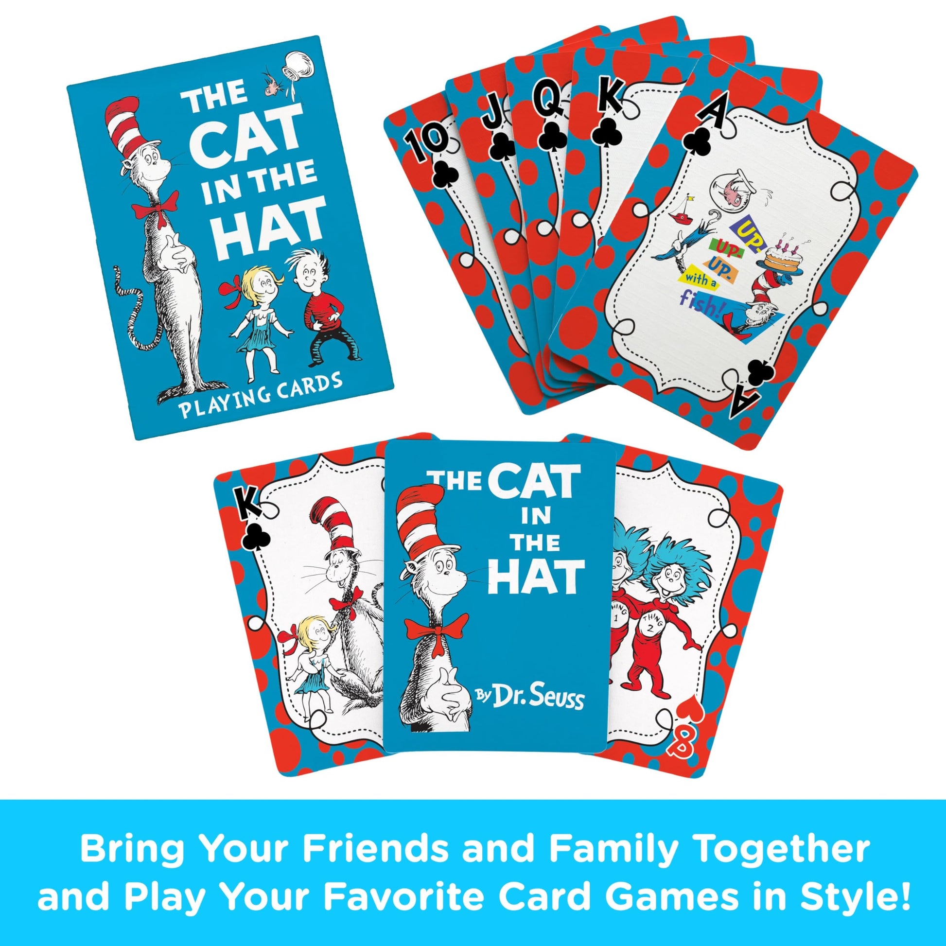 Aquarius Cat in the Hat Playing Cards Standard Size - Dr Seuss Themed Novelty Deck with 52 Unique Designs - Collectible Merchandise Gift for Teens