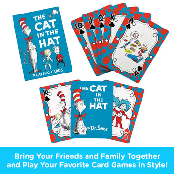 Aquarius Cat in the Hat Playing Cards Standard Size - Dr Seuss Themed Novelty Deck with 52 Unique Designs - Collectible Merchandise Gift for Teens
