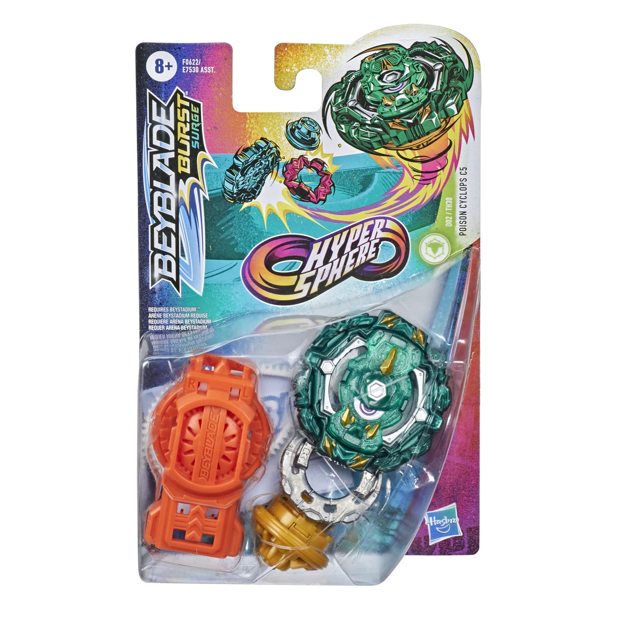 Bey Blade Burst Rise Hypersphere Poison Cyclops C5 Starter Pack - Defense Type Battling Game Top and Launcher, Toys Ages 8 and Up