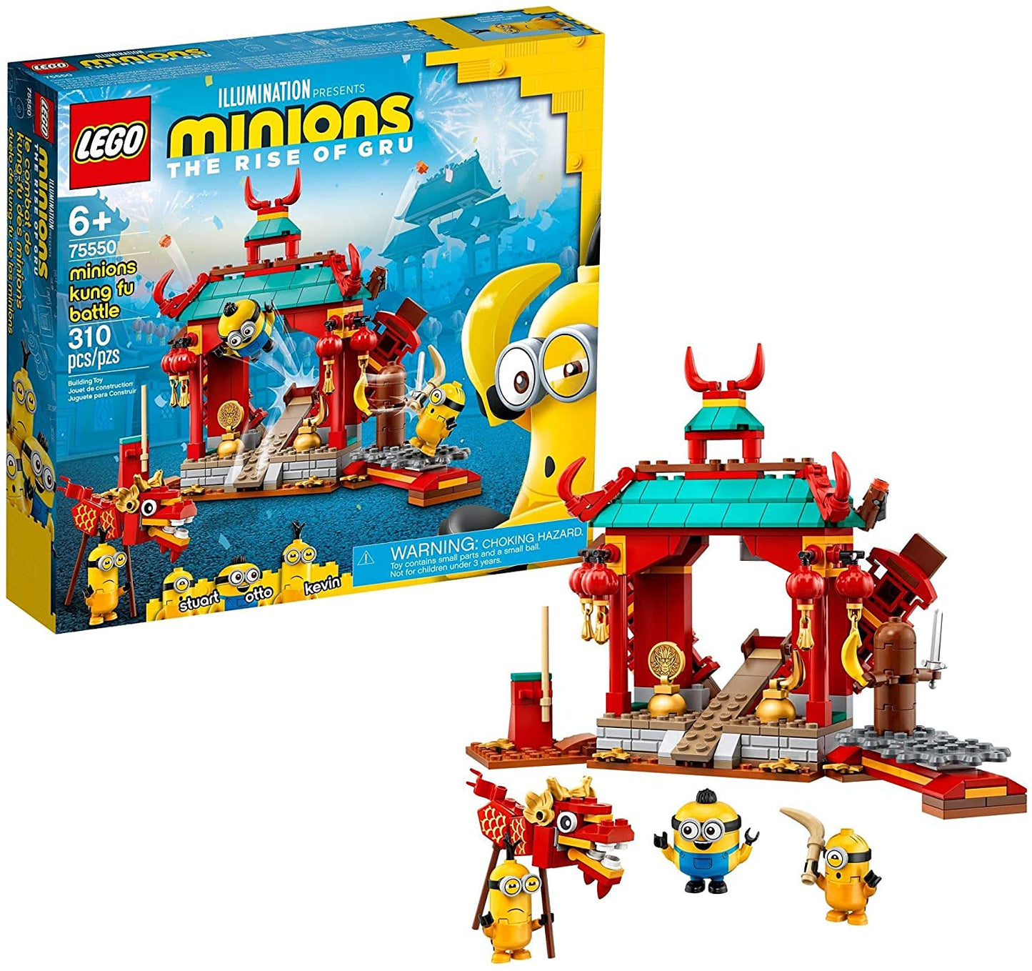 LEGO Minions: The Rise of Gru: Minions Kung Fu Battle (75550) Toy Temple Building Set for Kids, a Great Present for Kids Who Love Minions, Kevin and