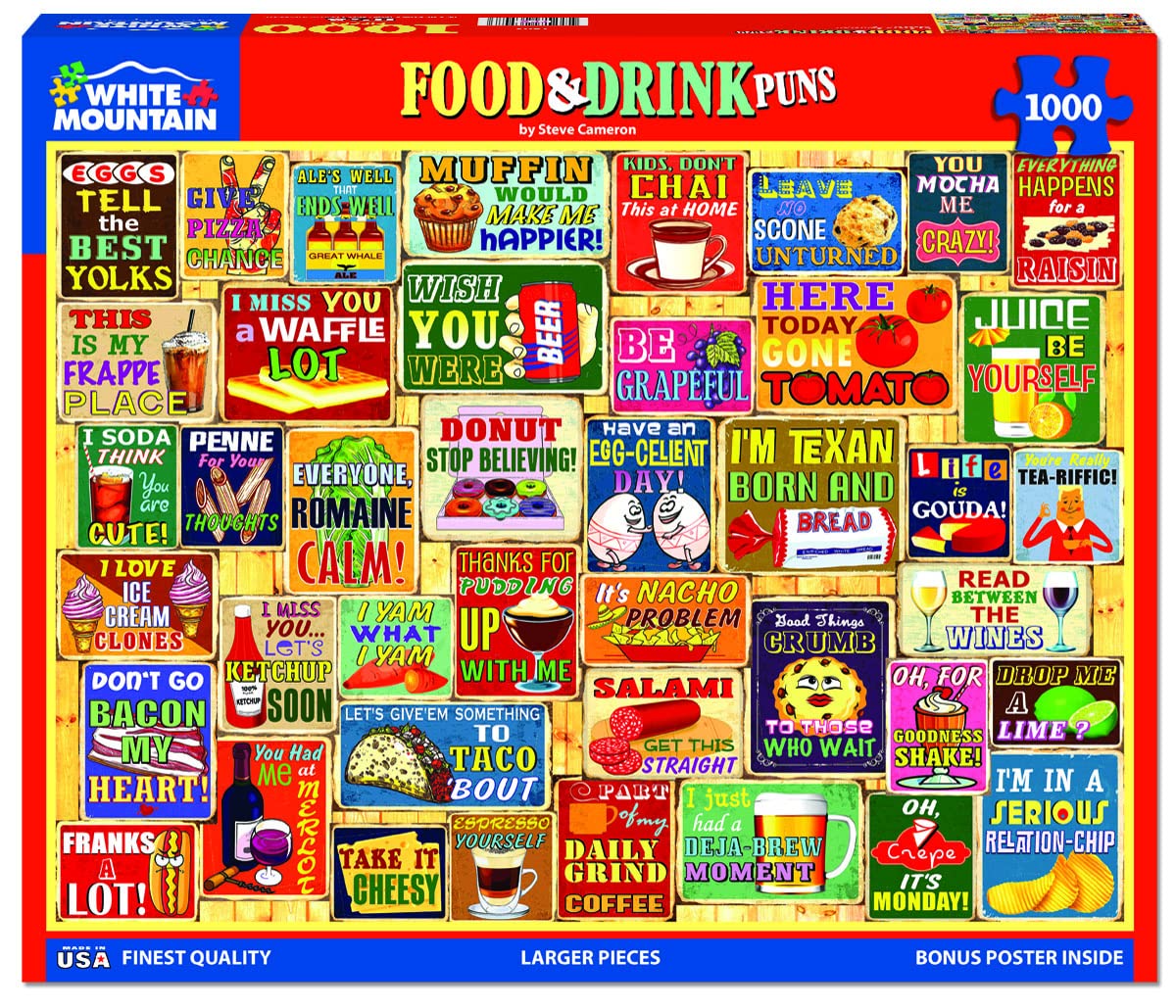 White Mountain 1000 Piece Jigsaw Puzzle Fun Sayings, Food & Drink Puns