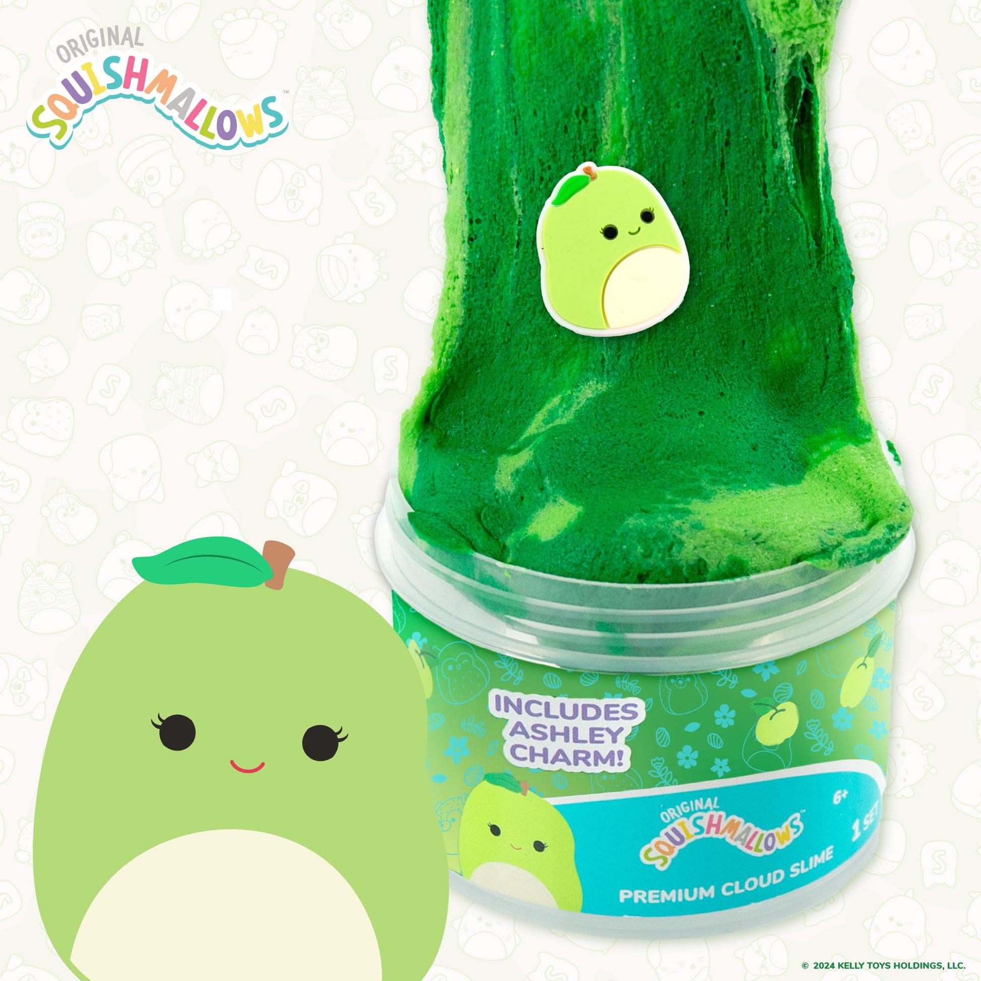 Original Squishmallows Scented Slime Jar, Green Apple, Ashely the Apple