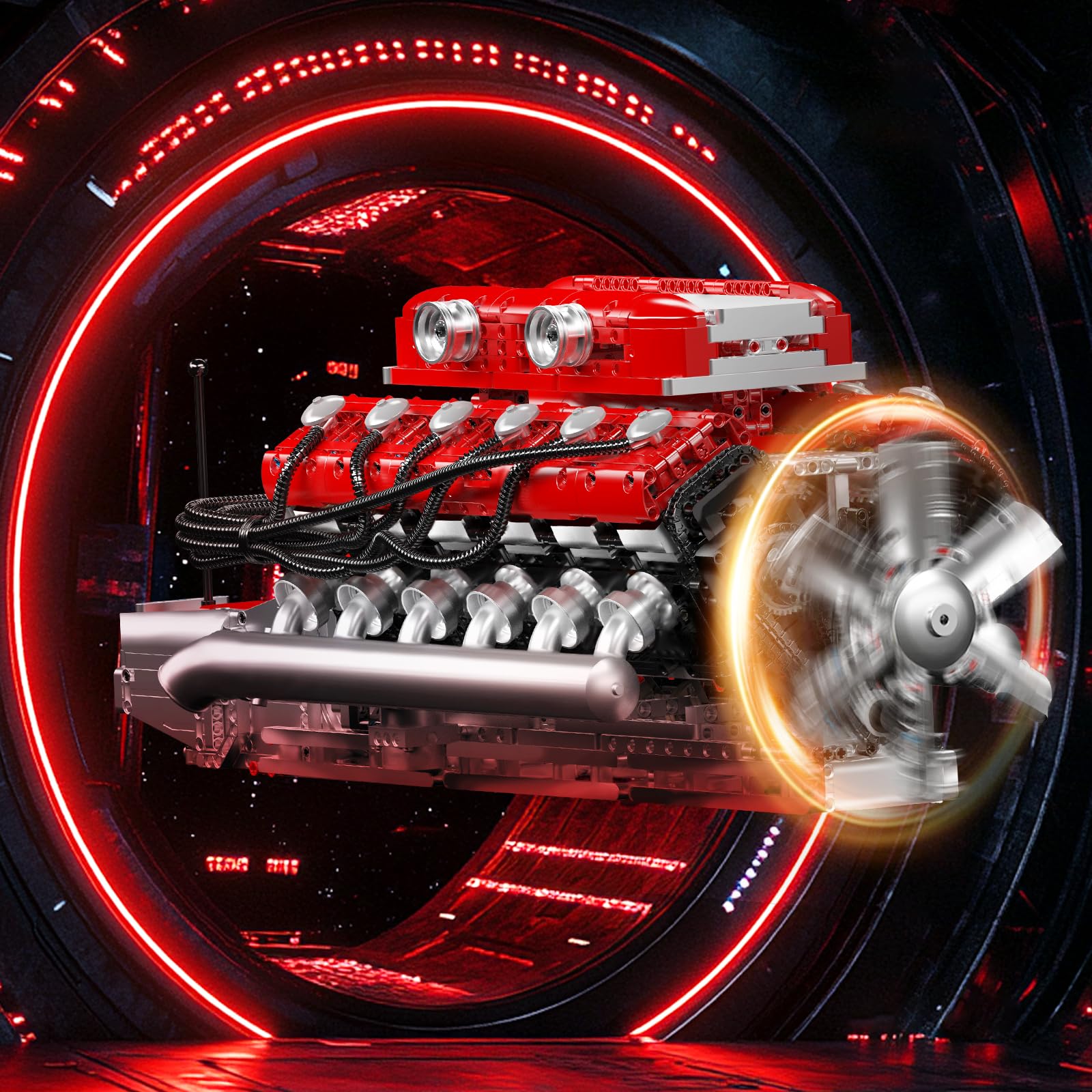 Mould King V12 Engine Model Kit That Runs, MOC Engineering Model Building Kit with Battery and Motor, 3472 PCS STEM Engineering Building Blocks