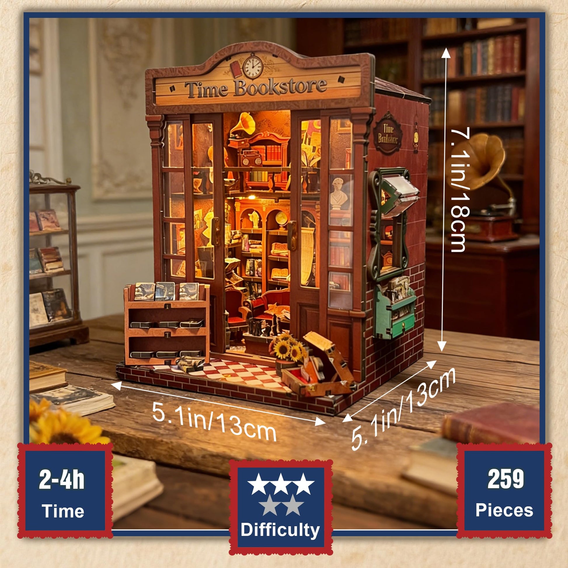 DIY Miniature House Kit, DIY Book Nook with LED Light | 3D Puzzles for Adults and Teens, Tiny House Building Kits for Bookshelf Decor, Relaxing Gift