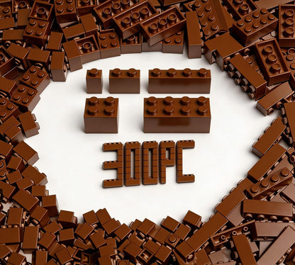 300Pcs Building Brick Bulk, Brown Bulk Bricks with 5 Sizes, Compatible with Lego and Parts and Pieces, Creative Halloween Christmas Building Block