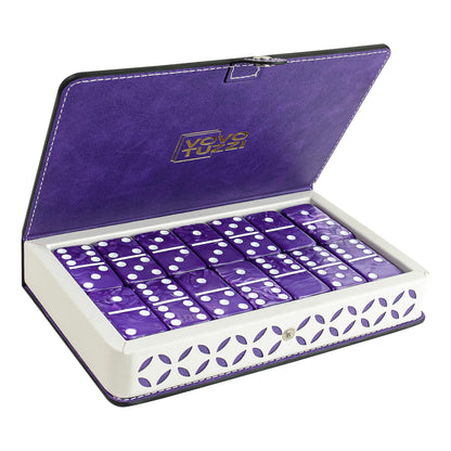 Vovotuzzi Dominos Set for Adults and Kids - Domino Set for Classic Board Games - Thick Jumbo Dominoes Double 6 for Travel Games - Purple Domino's 28