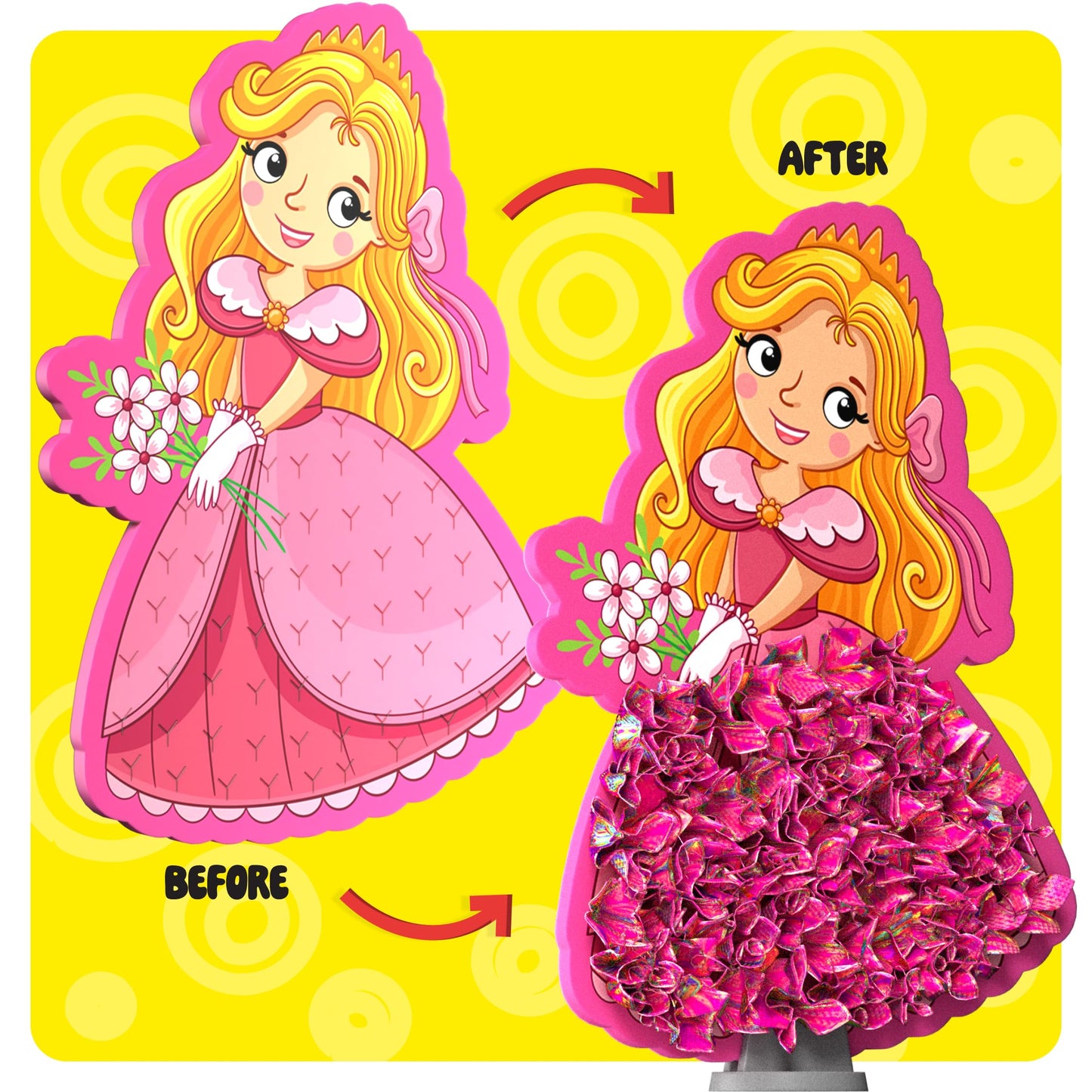 Dan&Darci Jab Jab Art Magical Princesses Kit - Gifts for 5 Year Old Girls - Arts and Crafts for Kids Ages 4-8, 4-6 - Mess-Free Craft - Birthday Gift