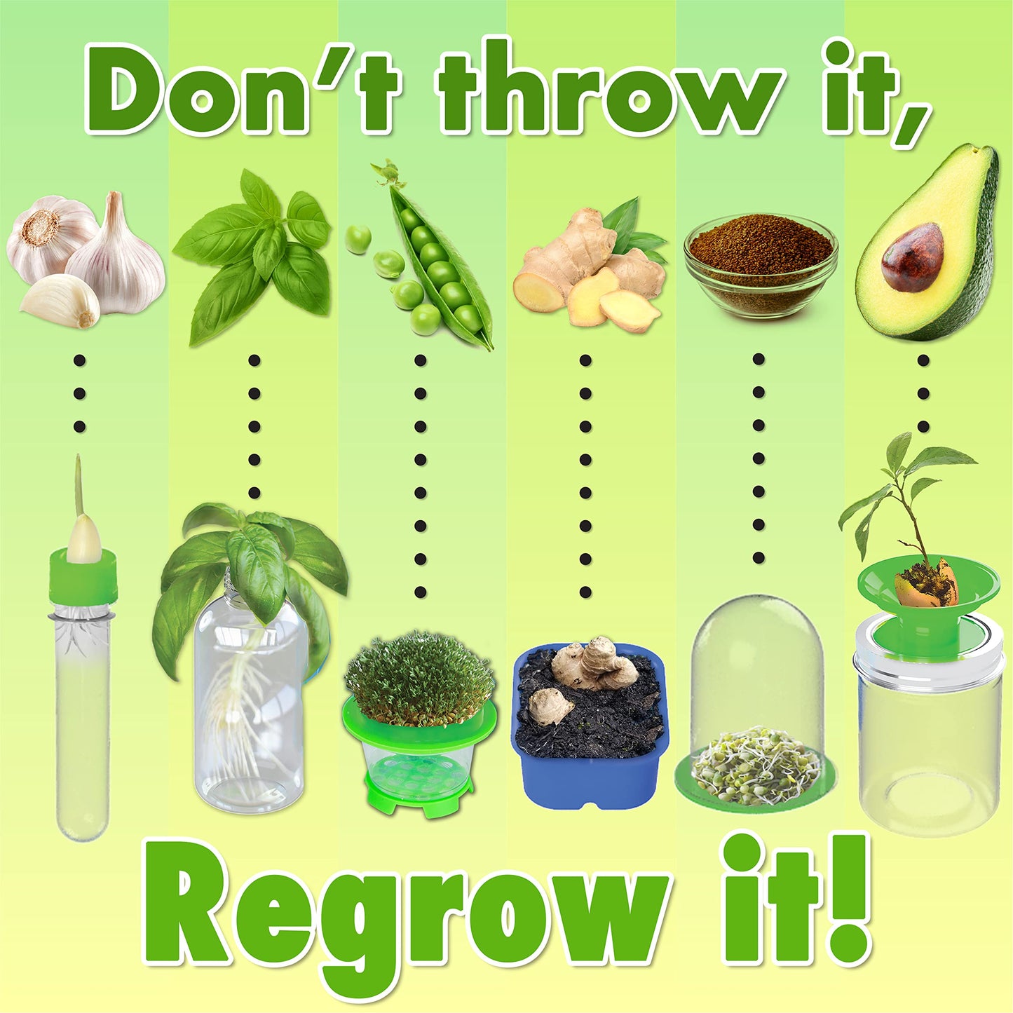ReGrow Science Kit for Kids 8+ - Replant Simple Ingredients to Generate New Plants! 15+ Experiments - 12 Tools Included - Growing Kits for Kids Boys
