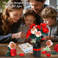 Roses Flower Bouquet Building Set, Red Rose Botanical Collection Kit with Vase for Adults Women, DIY Artificial Flower Bouquet Set for Home Office