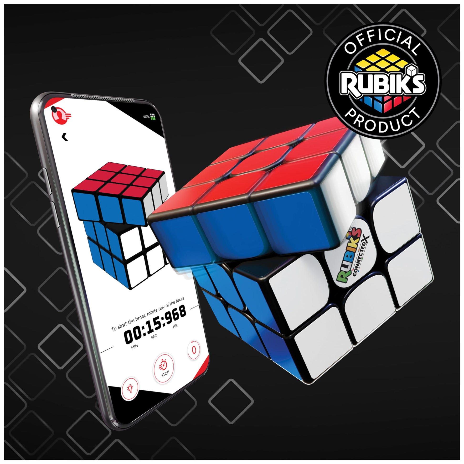 Rubik's Cube, The Official Rubik’s ConnectedX, Bluetooth-Enabled 3x3 Speed Cube with Guided Learning App for Beginners, Brain Teaser Fidget Toy