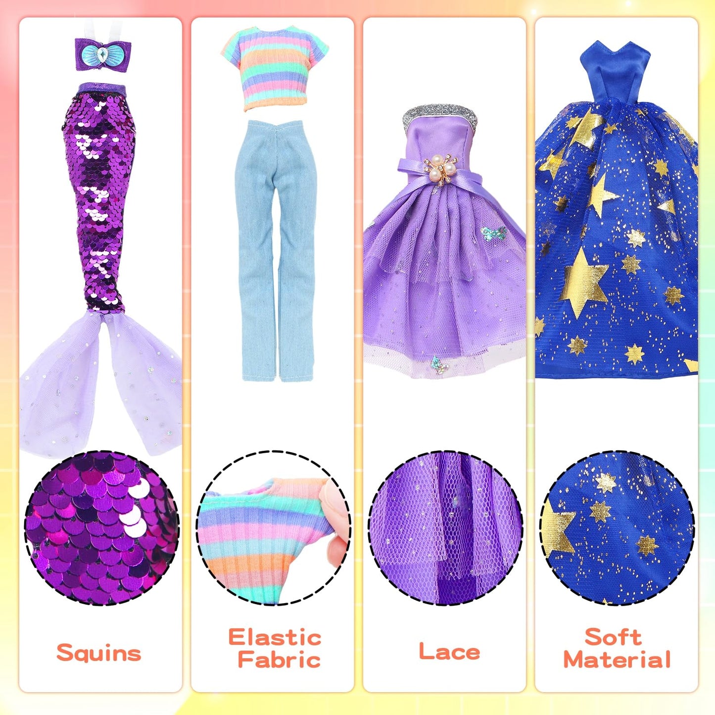 24 Pieces Fashion Pack 10 Sets Doll Clothes Accessories for 11.5 inch Doll