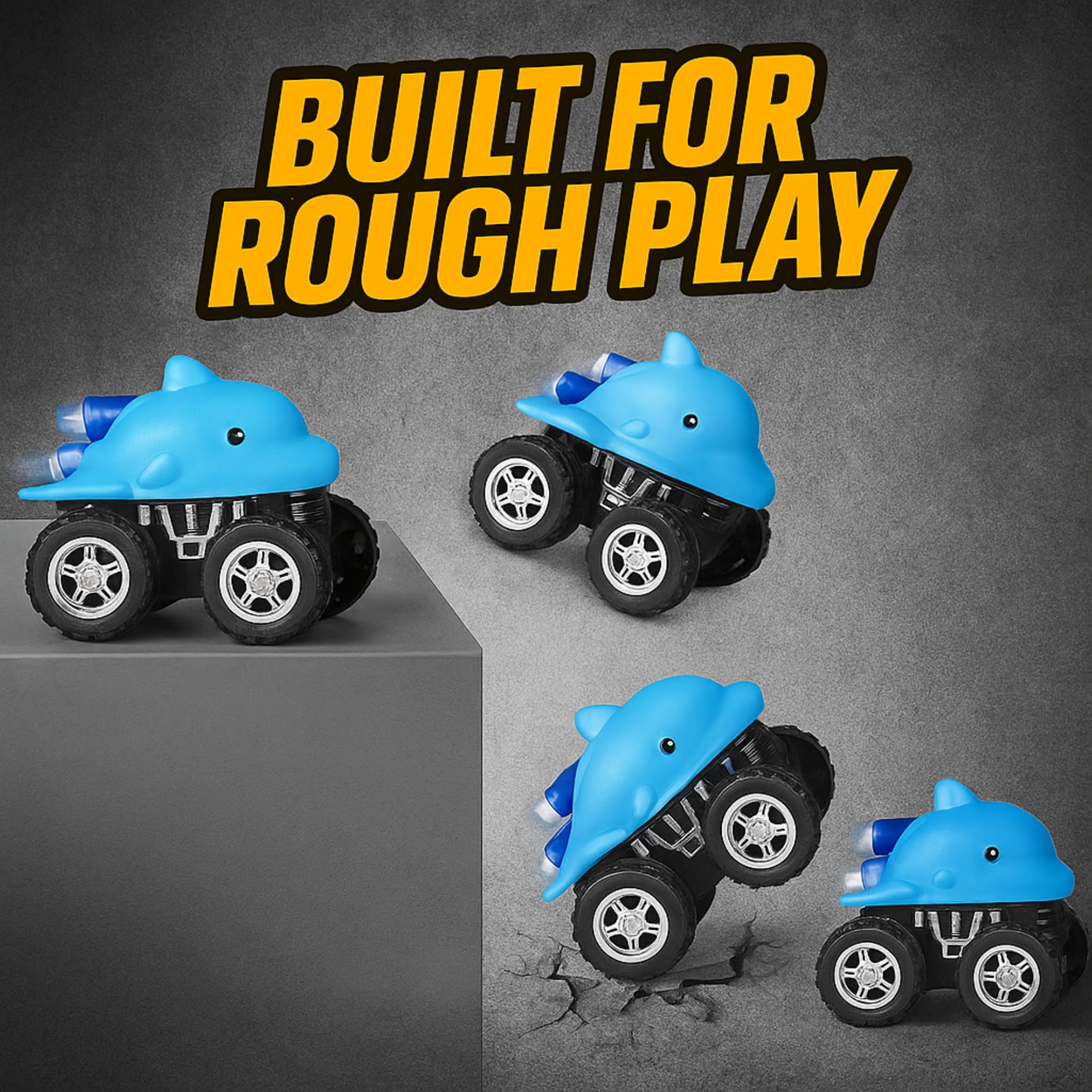 Liberty Imports 12 Pack Monster Truck Pull Back Cars, Large Animal Toy Pullback Racers Vehicles Party Favors Play Set for Kids, Boys, Toddlers