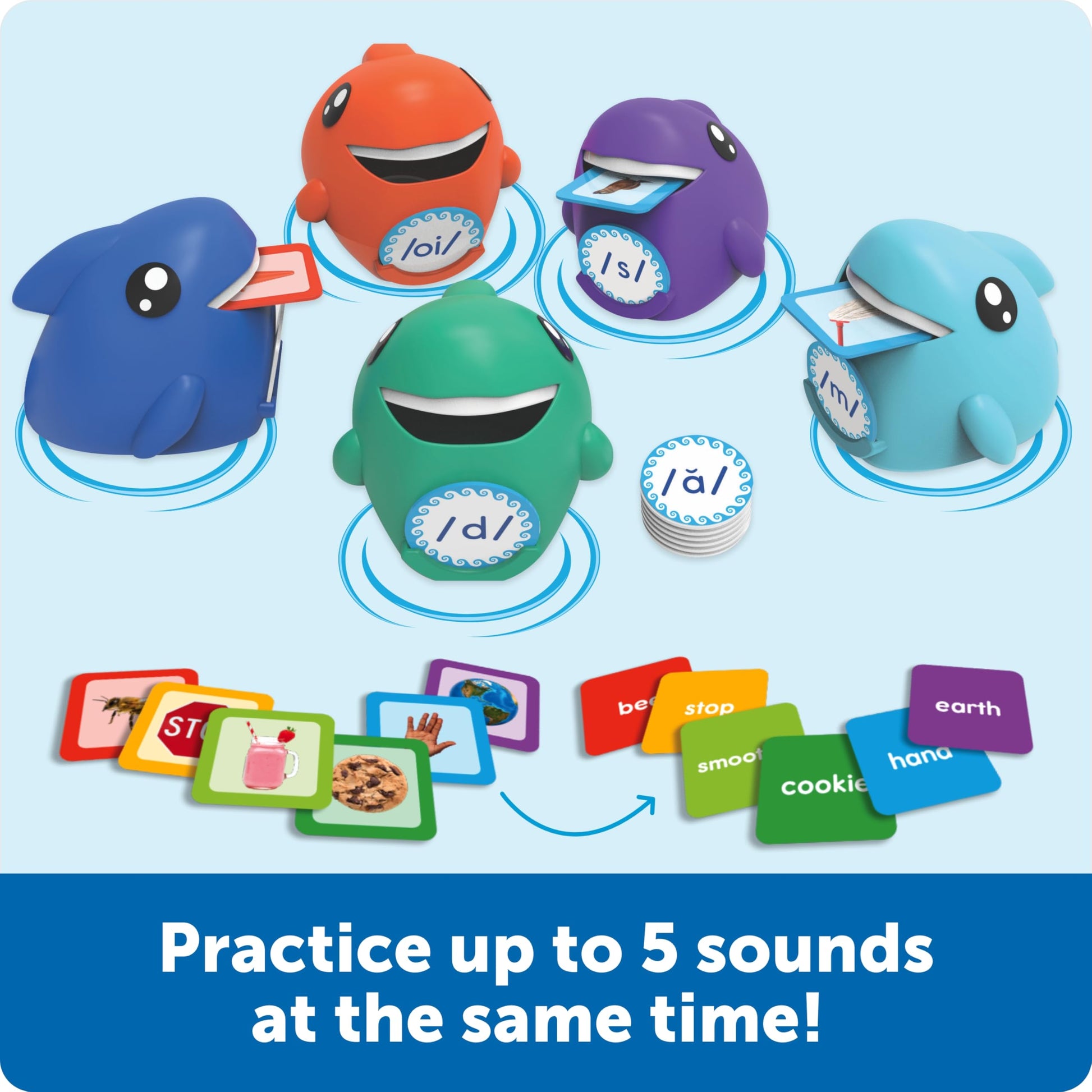 Learning Resources Say-a-Sound Sorting Sharks - Montessori Toys, Kindergarten Learning Activities, Phonemic Awareness Flash Cards, Dyslexia Tools