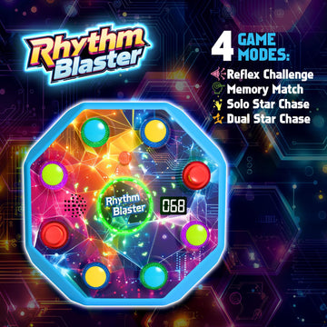 Electronic Table Reflex Game for Solo & 2 Players, Light-Up Memory & Reaction Toy with 4 Game Modes, Family Brain Training Gift for Kids 6 7 8 9 10 11