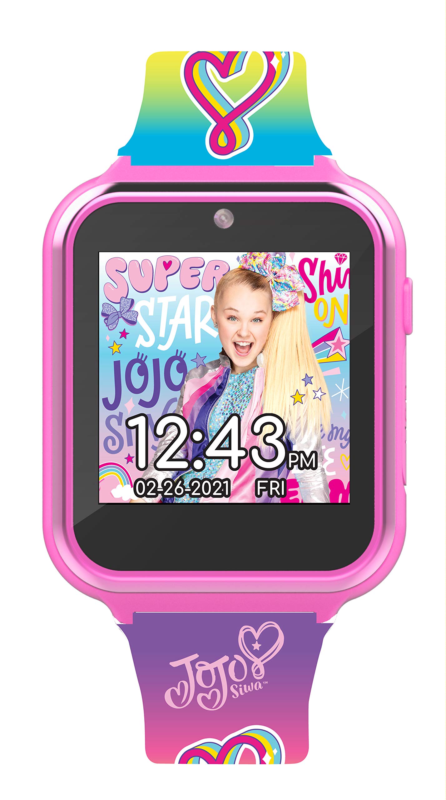 Accutime Kids Nickelodeon JoJo Siwa Educational Learning Touchscreen Smart Watch Toy for Girls, Boys, Toddlers - Selfie Cam, Learning Games, Alarm