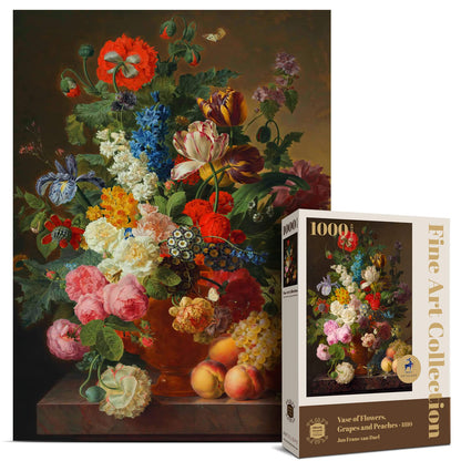 Antelope - 1000 Piece Puzzles for Adults - Vase Flower Grapes Peaches Jigsaw Puzzle 1000 Pieces, Jan Frans Van Dael Officially Licensed, High