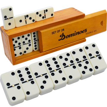 Queensell Dominos Set for Adults - Dominoes - Classic Board Games, Double 6 Dominoes Family Games for Kids and Adults - Double Six Standard Dominos