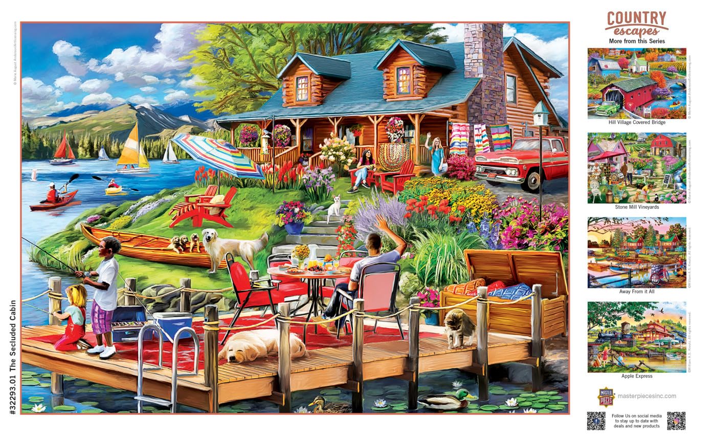Masterpieces 550 Piece Jigsaw Puzzle for Adults, Family, Or Kids - The Secluded Cabin - 18"x24"